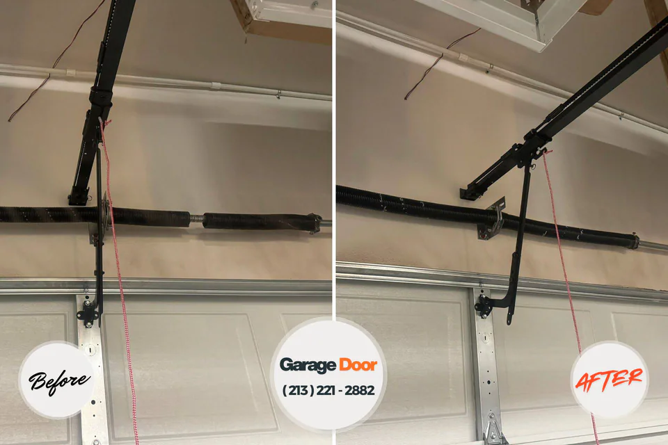 Before and after: garage door repair Woodside, PA